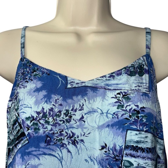 Vintage Hokus Pokus Dress‎ Women Large Blue Rayon Beach Boho 90s Sundress - Picture 4 of 11